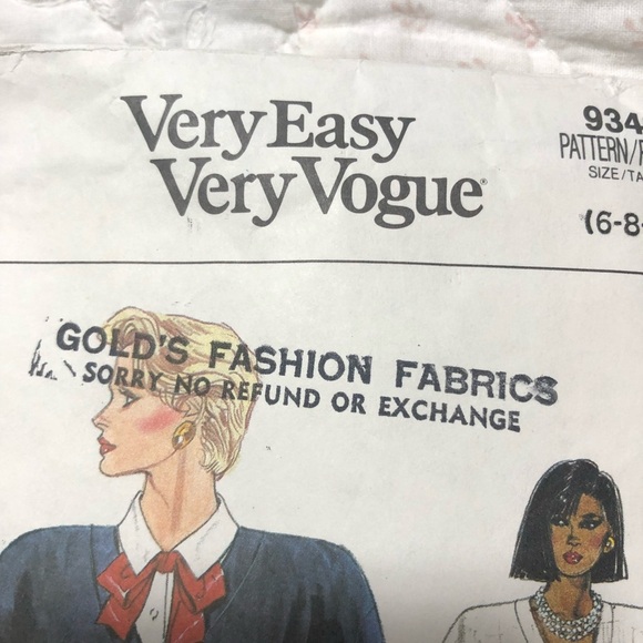 Very Easy Very Vogue 9340 Pattern - cut to 10 ( 6-8-10) all pieces there. - Picture 2 of 7